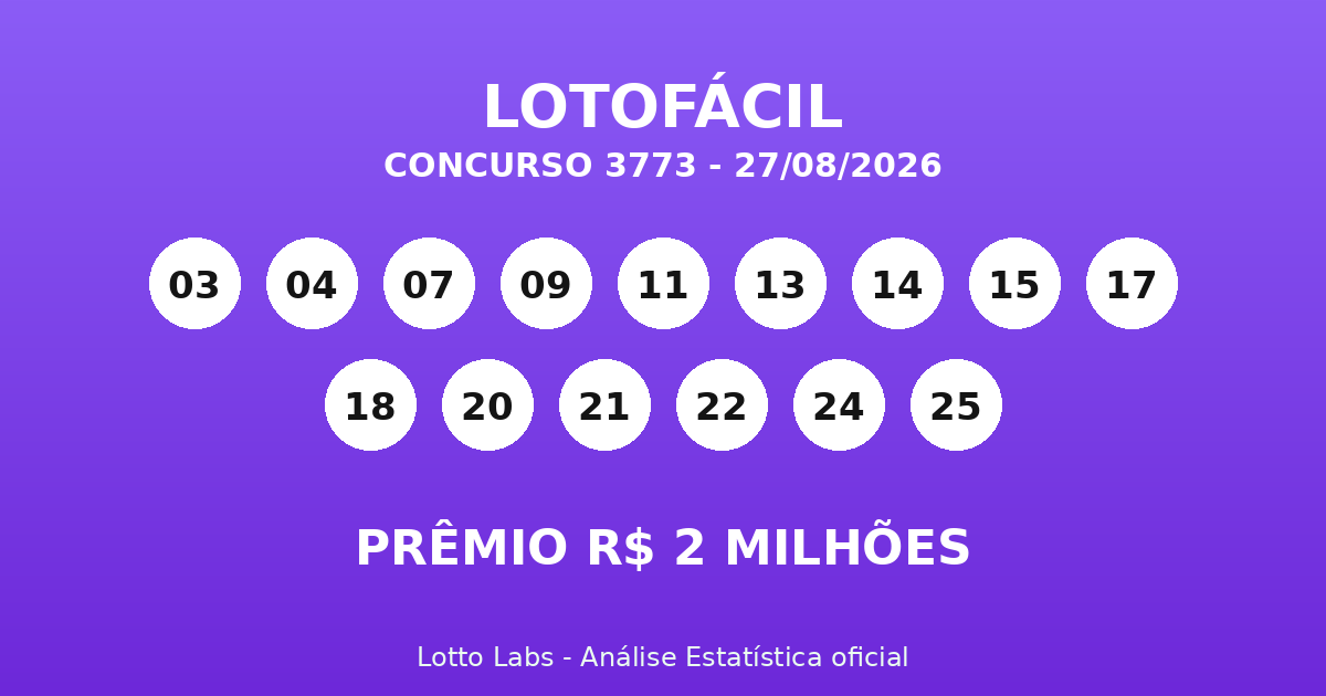 Capa LOTOFÁCIL 3773